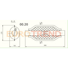Резонатор ремонтний 170 x 90 x 390 діаметр труби  55 мм